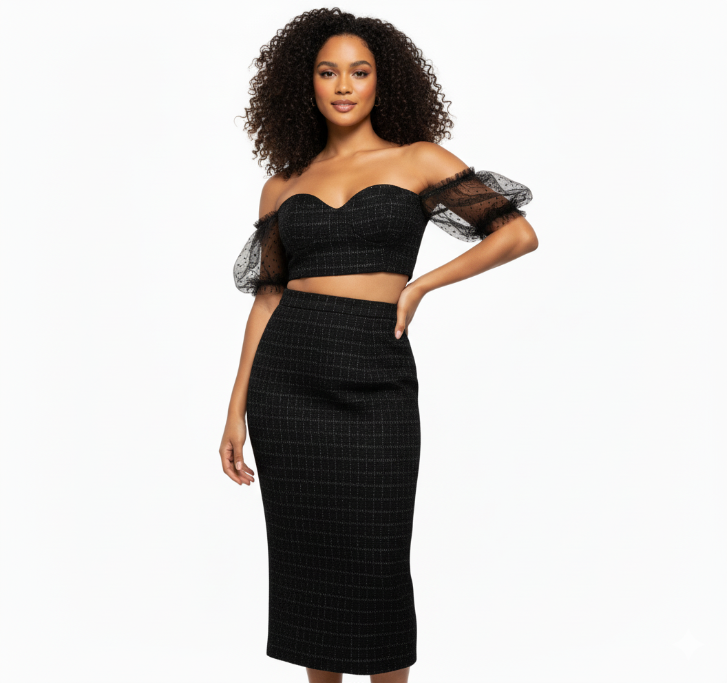 Couture Tweed Tube Top Skirt Set