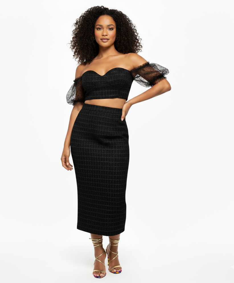 Couture Tweed Tube Top Skirt Set