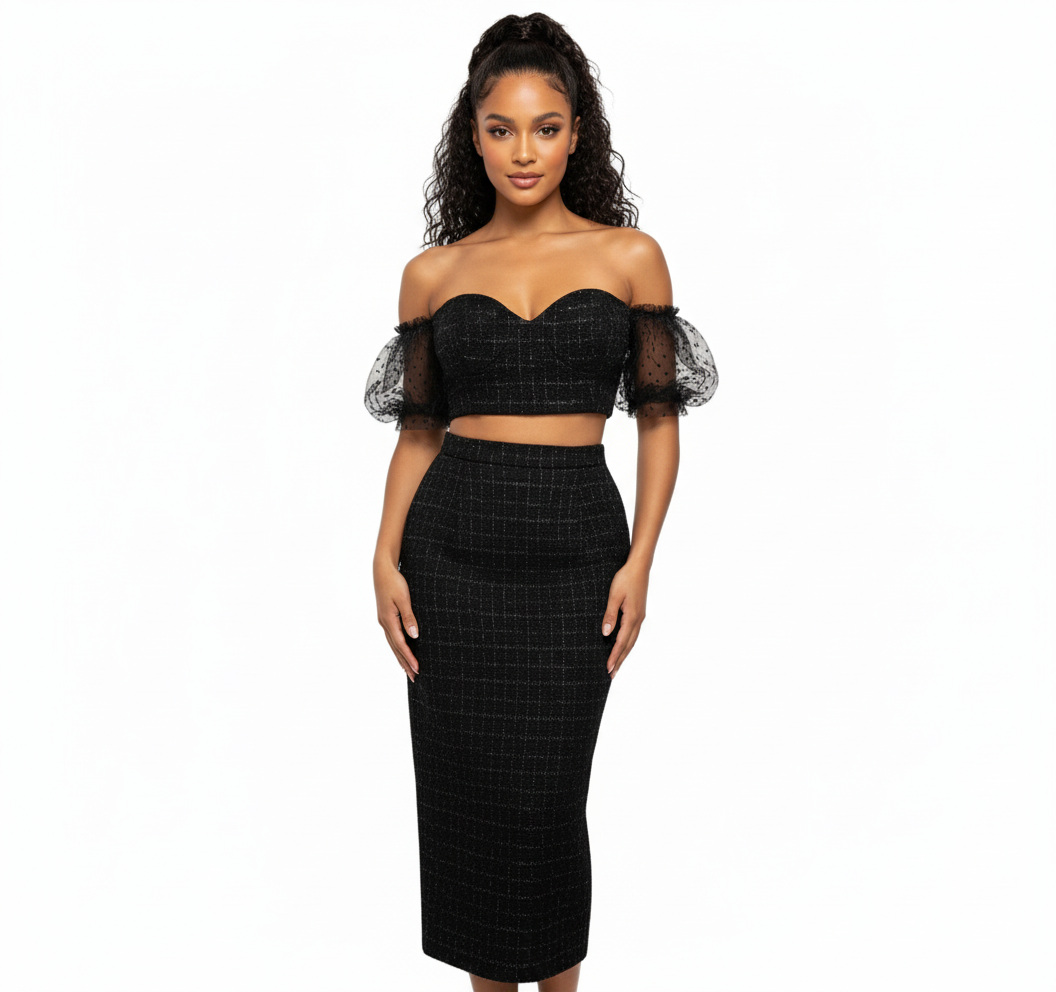 Couture Tweed Tube Top Skirt Set