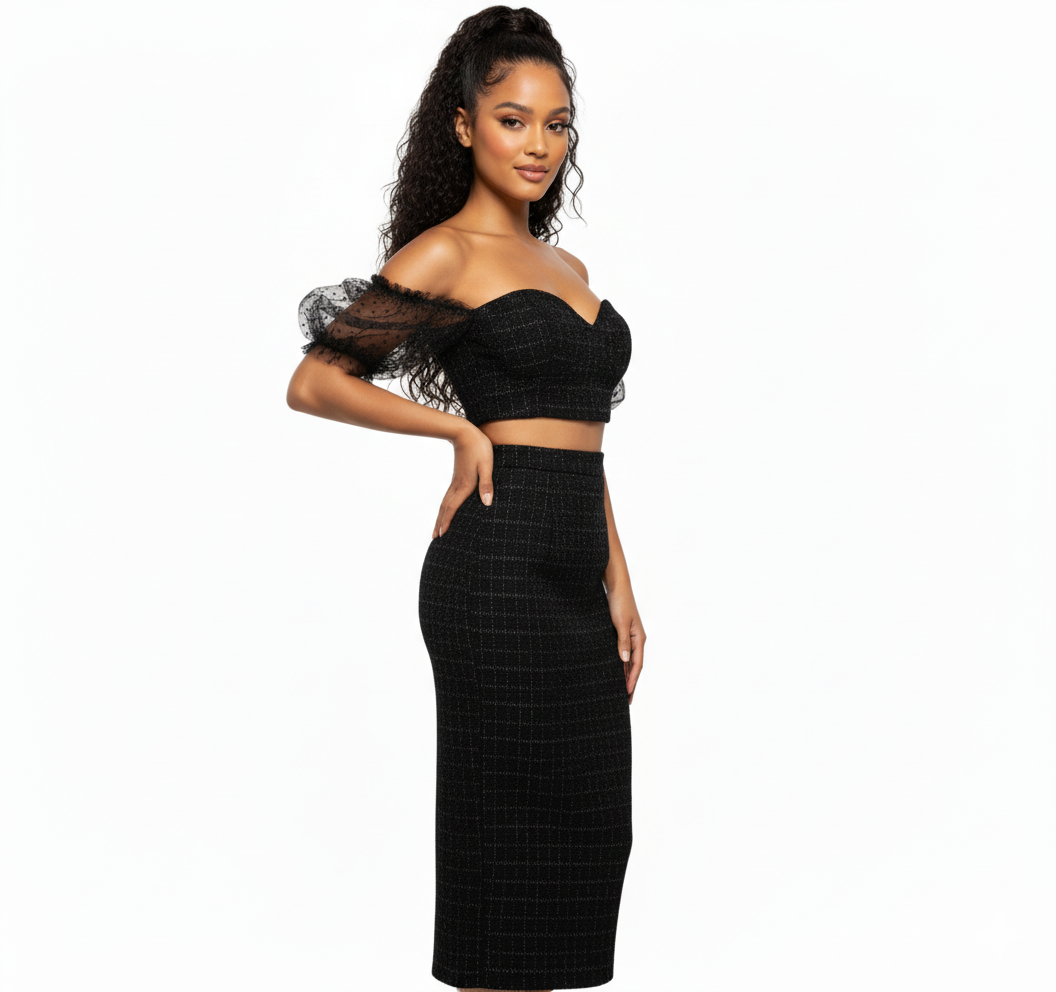 Couture Tweed Tube Top Skirt Set