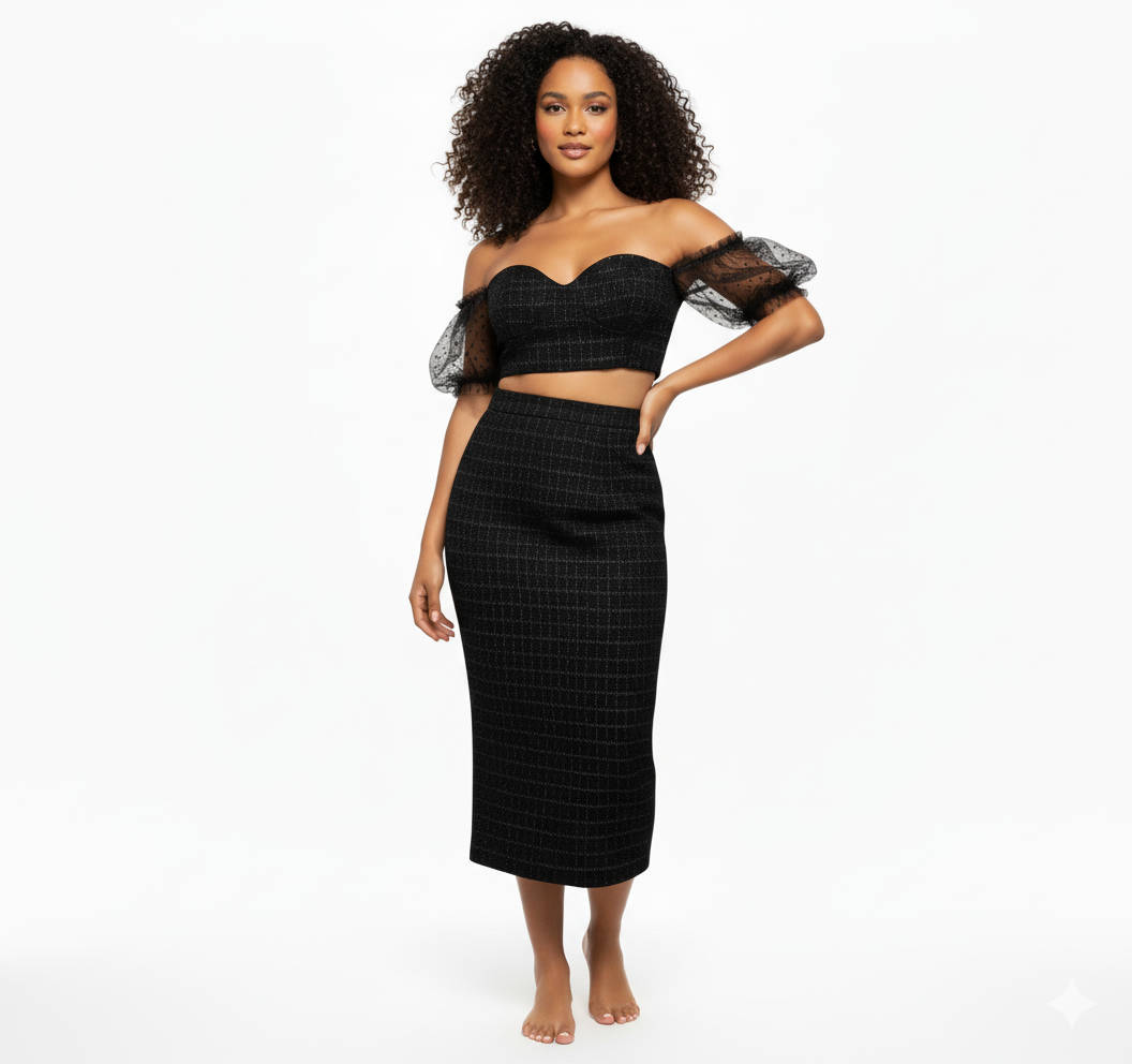 Couture Tweed Tube Top Skirt Set