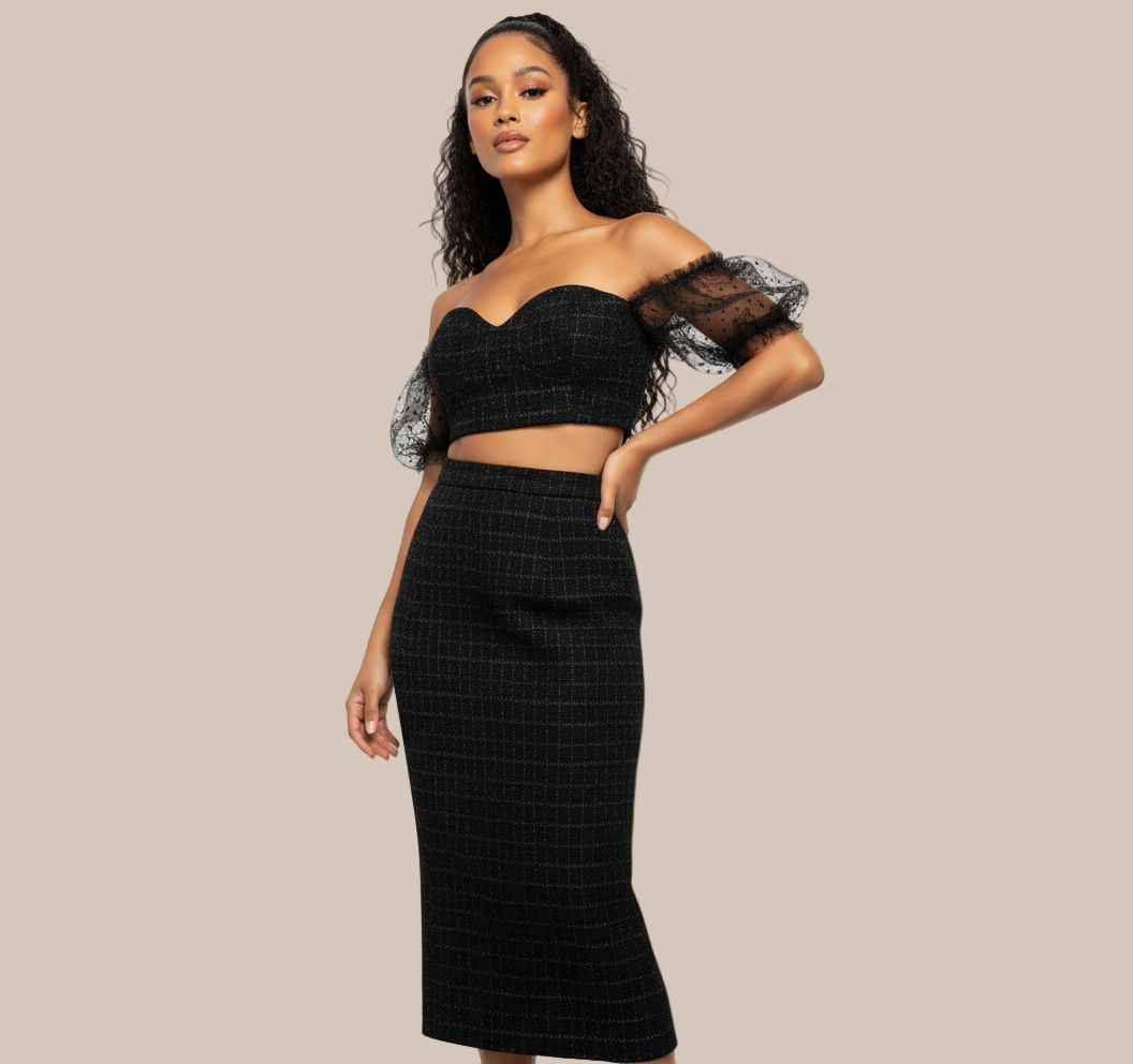 Couture Tweed Tube Top Skirt Set