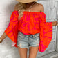 Printed Off-Shoulder Bell Sleeve Blouse