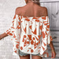 Printed Off-Shoulder Bell Sleeve Blouse