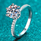 925 Sterling Silver 2 Carat Moissanite Ring