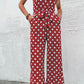 Polka Dot Grecian Wide Leg Jumpsuit