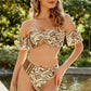 Printed Off-Shoulder Ruched Bikini Set