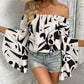 Printed Off-Shoulder Bell Sleeve Blouse